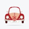 auto crvena buba s masnom bozicnom